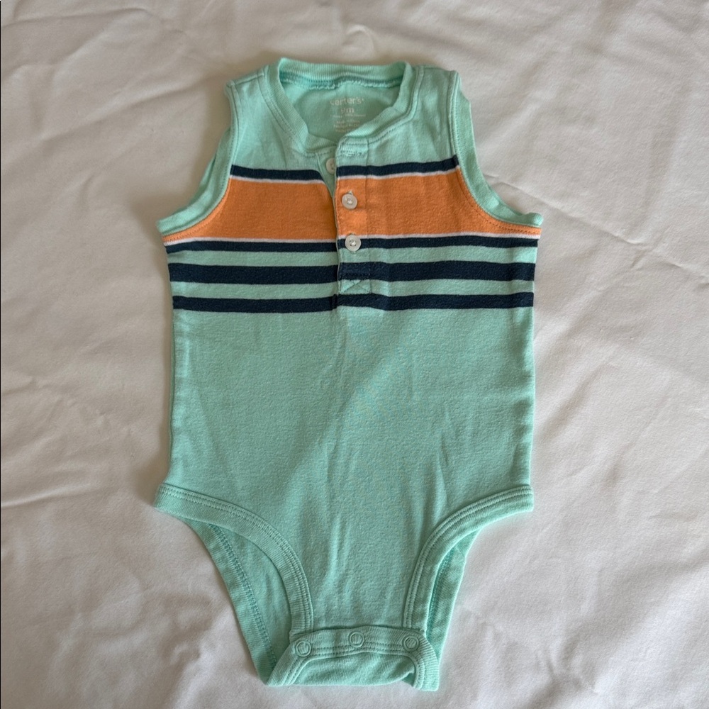 Carter's Mint and Orange Striped Bodysuit